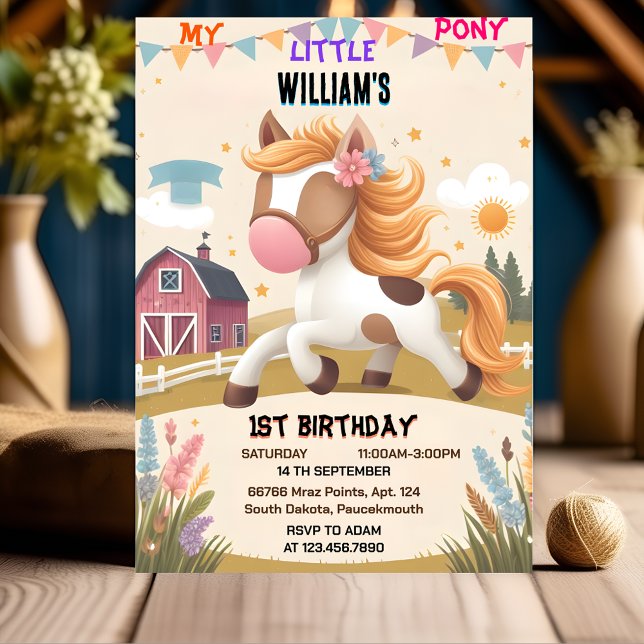 day cute horse my little pony first 1st birthday invitation (Creator Uploaded)