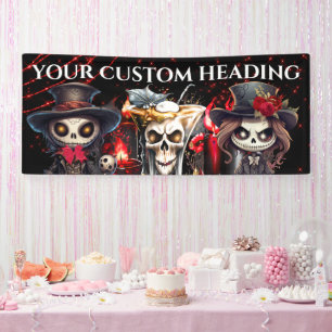 Day dead skeleton cocktail Halloween spooky DIY Banner