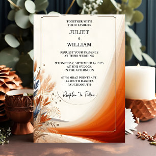 Day Desert Rustic Boho Autumn Ombre Brown Wedding Invitation