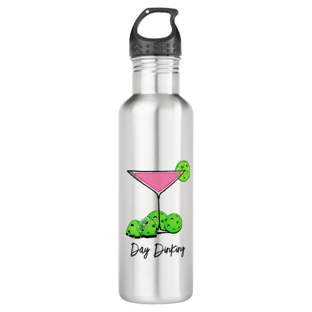 Day Dinking Cosmo Pink Cocktail, Pickleball Limes 710 Ml Water Bottle (Front)