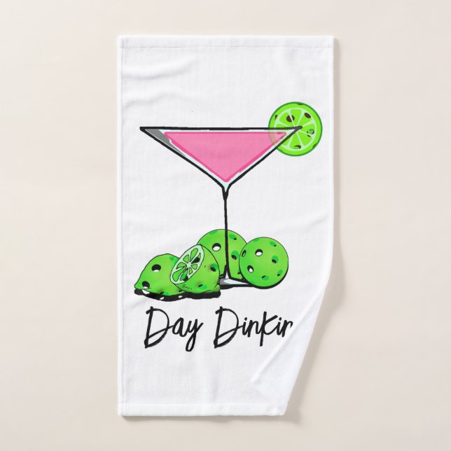 Day Dinking Cosmo Pink Cocktail, Pickleball Limes Hand Towel (Hand Towel)