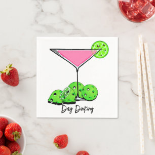 Day Dinking Cosmo Pink Cocktail, Pickleball Limes Napkin