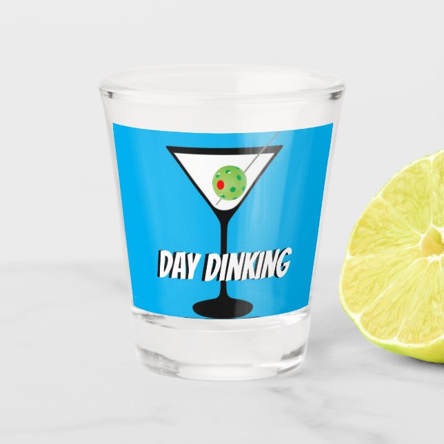 Day Dinking Martini Glass with Pickleball Olive (Front)