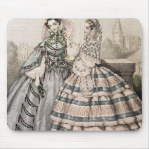 Day Dress for 1858, engraved by Barreau Mouse Pad