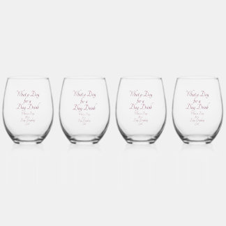 DAY DRINK - FOR HER! by Jeff Willis Art Stemless Wine Glass