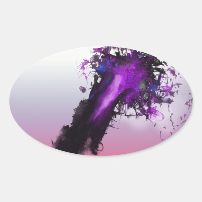 Day Ending Abstract Design Oval Sticker (Front)