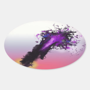 Day Ending Abstract Design Oval Sticker