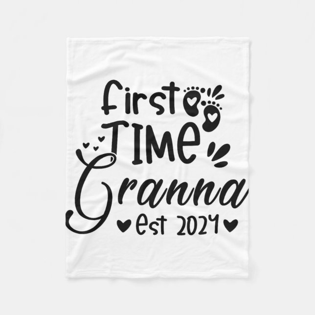 Day First Time Granna Est 2024  Fleece Blanket (Front)