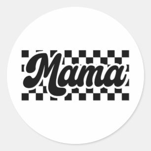 Day For Mom Retro Vintage Womens Checkered Mama  Classic Round Sticker
