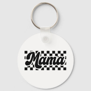 Day For Mum Retro Vintage Womens Chequered Mama  Key Ring
