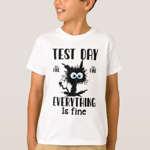 Day Funny Stressed Cat Black Teacher Student Testi T-Shirt