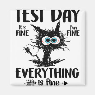 Day Funny Stressed Cat Teacher Student Kids Testin Magnet