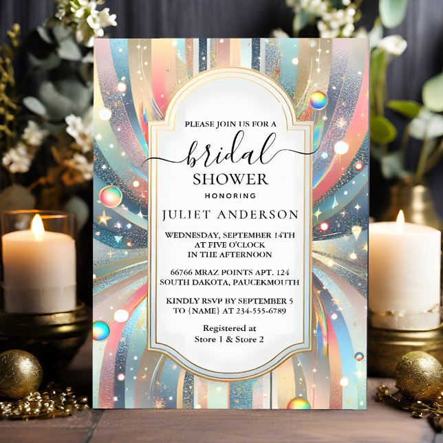 Day Glam Bright Pastel Ombre Glitter Bridal Shower Invitation (Creator Uploaded)