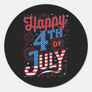 Day Happy 4th Of July Classic Round Sticker