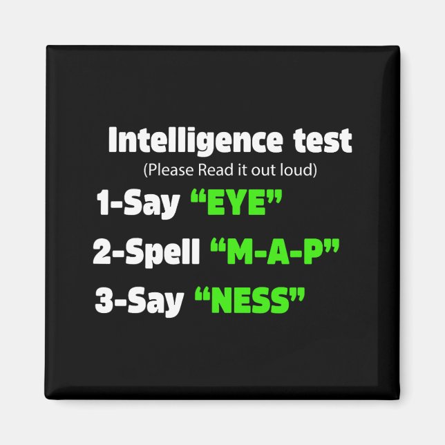 Day Intelligence Test Say Eye M A P Ness Dad Joke  Magnet (Front)