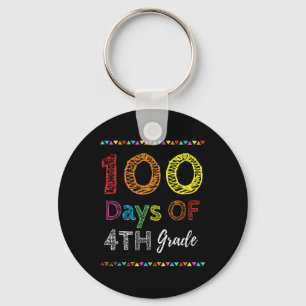Day Kids Gift 100 Days Of 4th Grade 100 Days Of Sc Key Ring