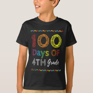 Day Kids Gift 100 Days Of 4th Grade 100 Days Of Sc T-Shirt