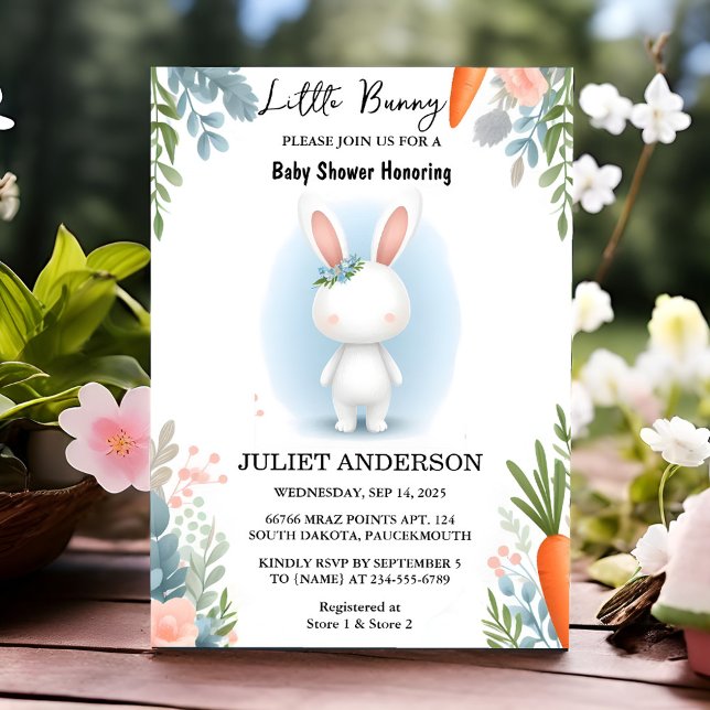 Day Mum to be Ear Hop Blue Pink Bunny Baby Shower Invitation (Creator Uploaded)