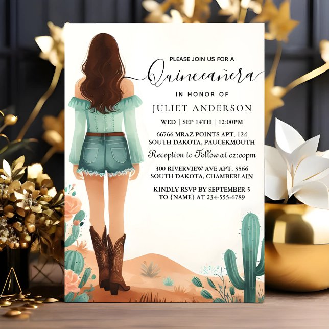 Day Nature Barn Wood Boho Farm Western Quinceanera Invitation (Creator Uploaded)