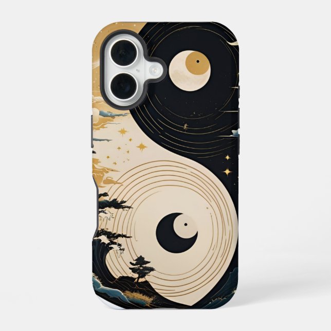 Day & Night Duality, Yin-yang, light vs. dark iPhone 16 Case (Back)