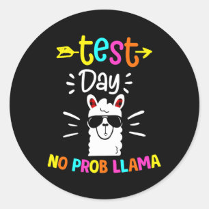 Day No Prob Llama Red Plaid Teacher Test Day  Classic Round Sticker