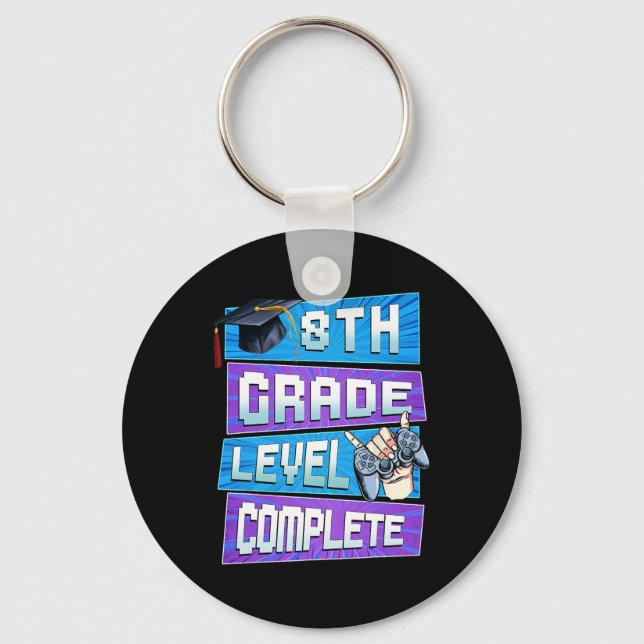 Day Of 8th Grade Level Complete Graduation Boys Hi Key Ring (Front)