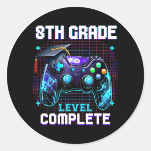Day Of 8th Grade Level Complete Graduation Him Boy Classic Round Sticker
