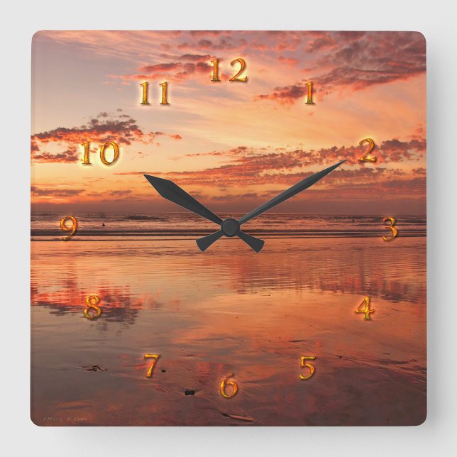 Day of Beauty Ocean Reflections Square Wall Clock (Front)