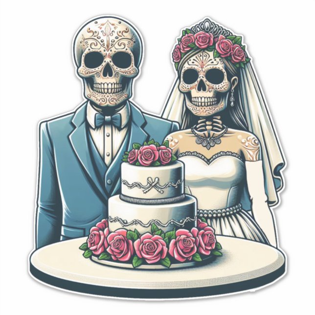  day of dead Art Skeleton Bride And Groom Wedding (Front)
