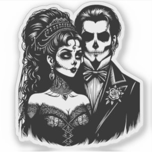  day of dead Art Skeleton goth Bride And Groom 