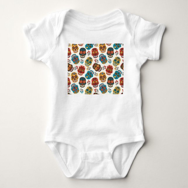 Day of Dead, seamless pattern. Baby Bodysuit (Front)