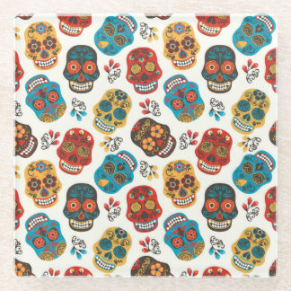 Day of Dead, seamless pattern. Glass Coaster