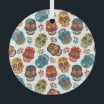 Day of Dead, seamless pattern. Glass Tree Decoration<br><div class="desc">Dia de los muertos. Day of The Dead. Seamless pattern. Vintage design. Day of The Dead. Vintage pattern with skulls and Mexican elements. Day of The Dead - Mexican seamless pattern. dead, skull, mexican, illustration, seamless, tattoo, background, flowers, paper, vintage, halloween, party, rose, black, invitation, mexico, holiday, carnival, ornament, event...</div>