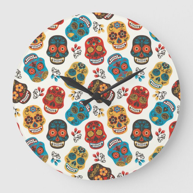 Day of Dead, seamless pattern. Large Clock (Front)