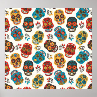 Day of Dead, seamless pattern. Poster