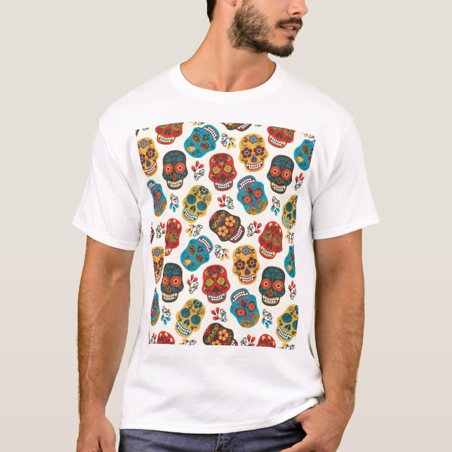 Day of Dead, seamless pattern. T-Shirt (Front)