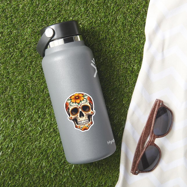 Day Of Dead Sugar Skull Floral Skeleton Head Bone  (HydroFlask Insitu)