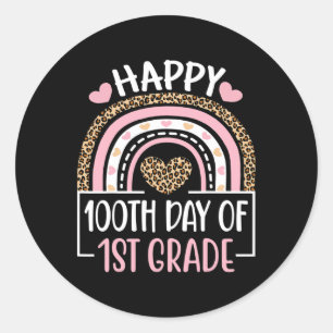 Day Of First Grade Fun 100 Days Of School Teacher  Classic Round Sticker