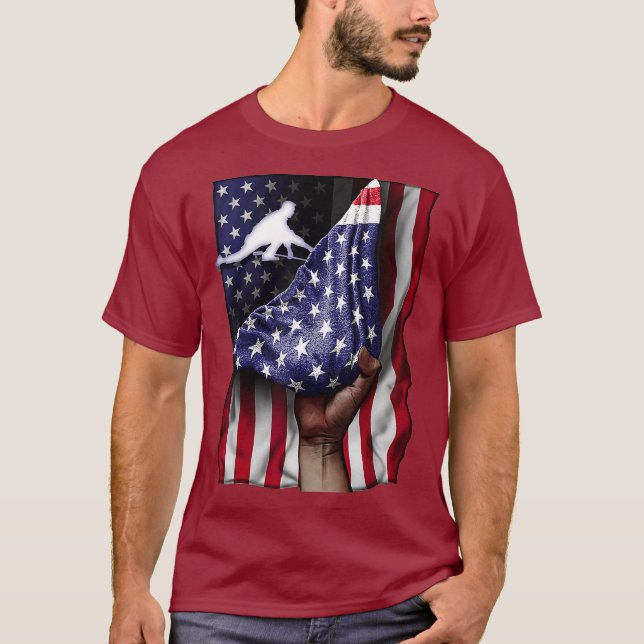 Day Of Independence US Flag Curling T-Shirt (Front)