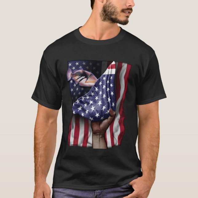 Day Of Independence US Flag Triggerfish T-Shirt (Front)