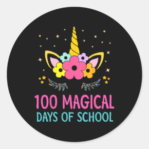 Day Of Kindergarten For Girls 100 Magical Days 1  Classic Round Sticker