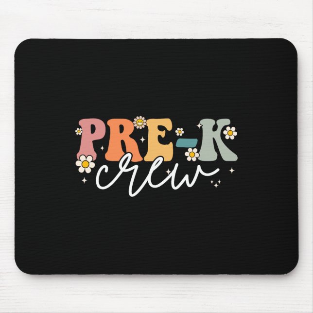 Day Of Pre K Crew Groovy Back To School Teacher  Mouse Pad (Front)