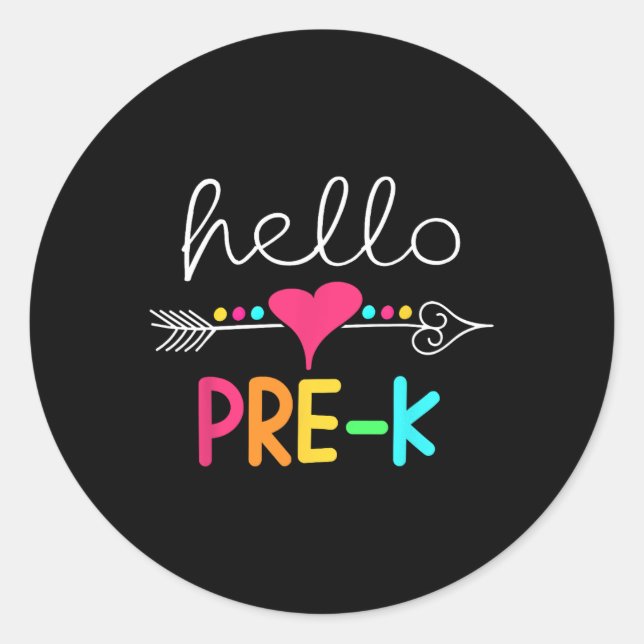 Day Of Pre K Hello Back To School Teacher  Classic Round Sticker (Front)