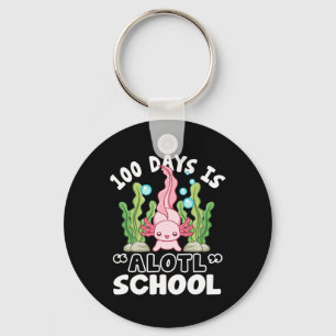 Day Of School 100 Days Is Alotl School Axolotl  Key Ring
