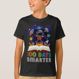 Day Of School 100 Days Smarter Books Space Astrona T-Shirt