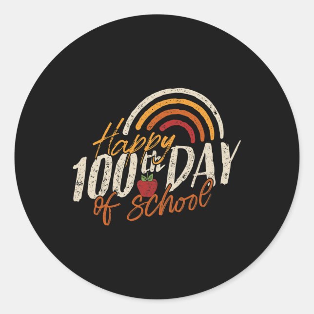 Day Of School 2025 Teacher 100 Days Of School  Classic Round Sticker (Front)
