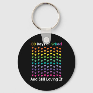 Day Of School And Still Loving It 100 Rainbow Hear Key Ring