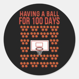 Day Of School Basketball  Classic Round Sticker