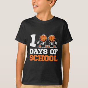 Day Of School Basketball Kids 100 Days Of School 2 T-Shirt