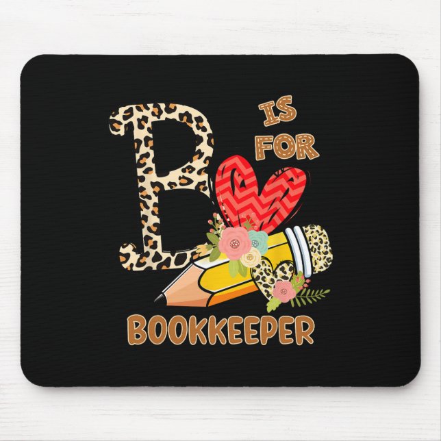 Day Of School Bookkeeper Leopard Flowers Teacher  Mouse Pad (Front)